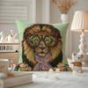 Rich Pink Lion Animal Jewelry Cheetah With Cushion Cover Anti-dustmite Pillowcase Invisible Zipper Silky Short Plush Sofa Cushio