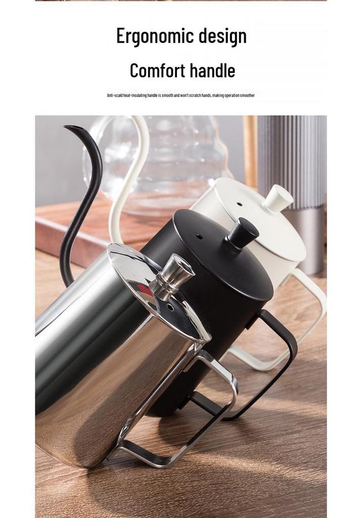 Cafetera Portátil de Acero Inoxidable 304 de Boca Estrecha con Pico Largo para Control Pour-Over