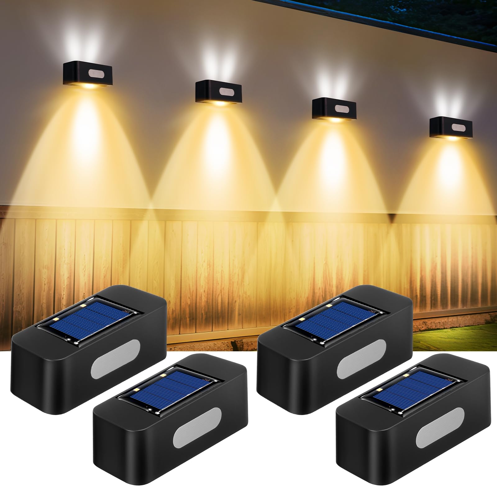 

Solar Lights, Outdoor Garden Lights, Solar Fence Lights, IP65 Waterproof, Automatic Lighting, 8 Hours of Continuous Use, Solar Panel Rechargeable,