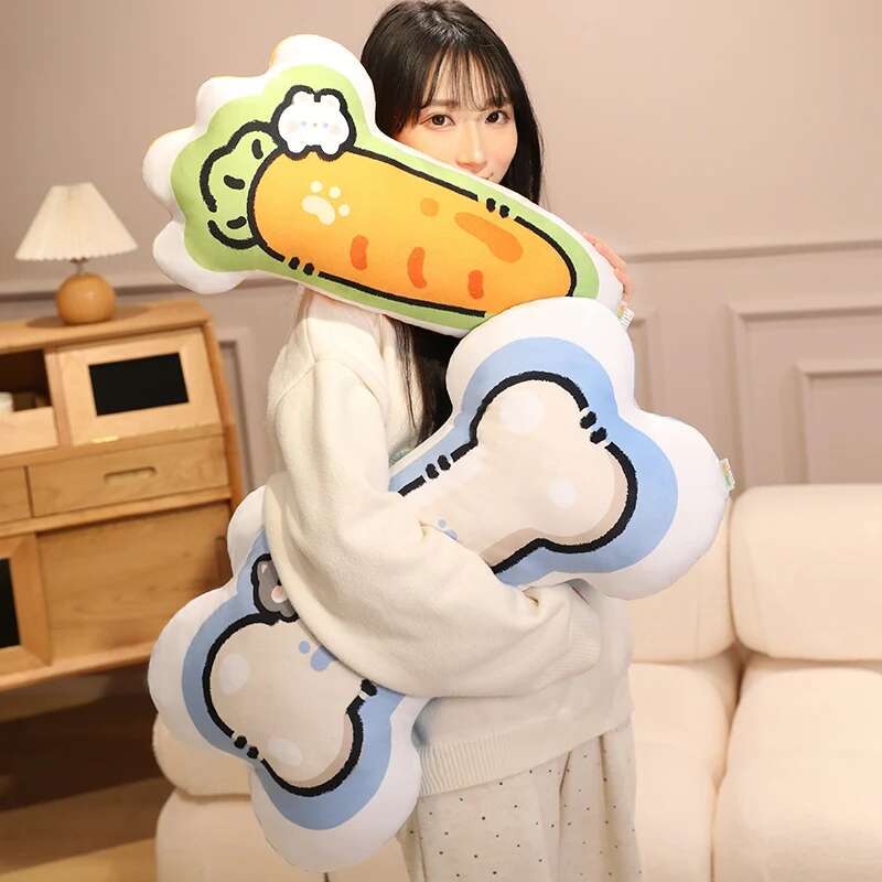 50/60cm Estilo Manga Cenoura Ossos de Bambu Peixe Brinquedo de Pelúcia Bonito Desenho Animado Legume Almofada Bonecas Brinquedos de Pelúcia Macios para Crianças Presente