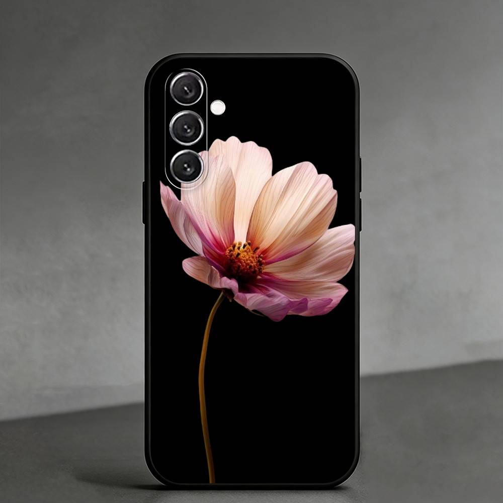 R-Realistic flowers Phone Case For Samsung Galaxy A91,80,73,72 ,71,53,52,32 ,31,22,21s,20,Soft Black Case