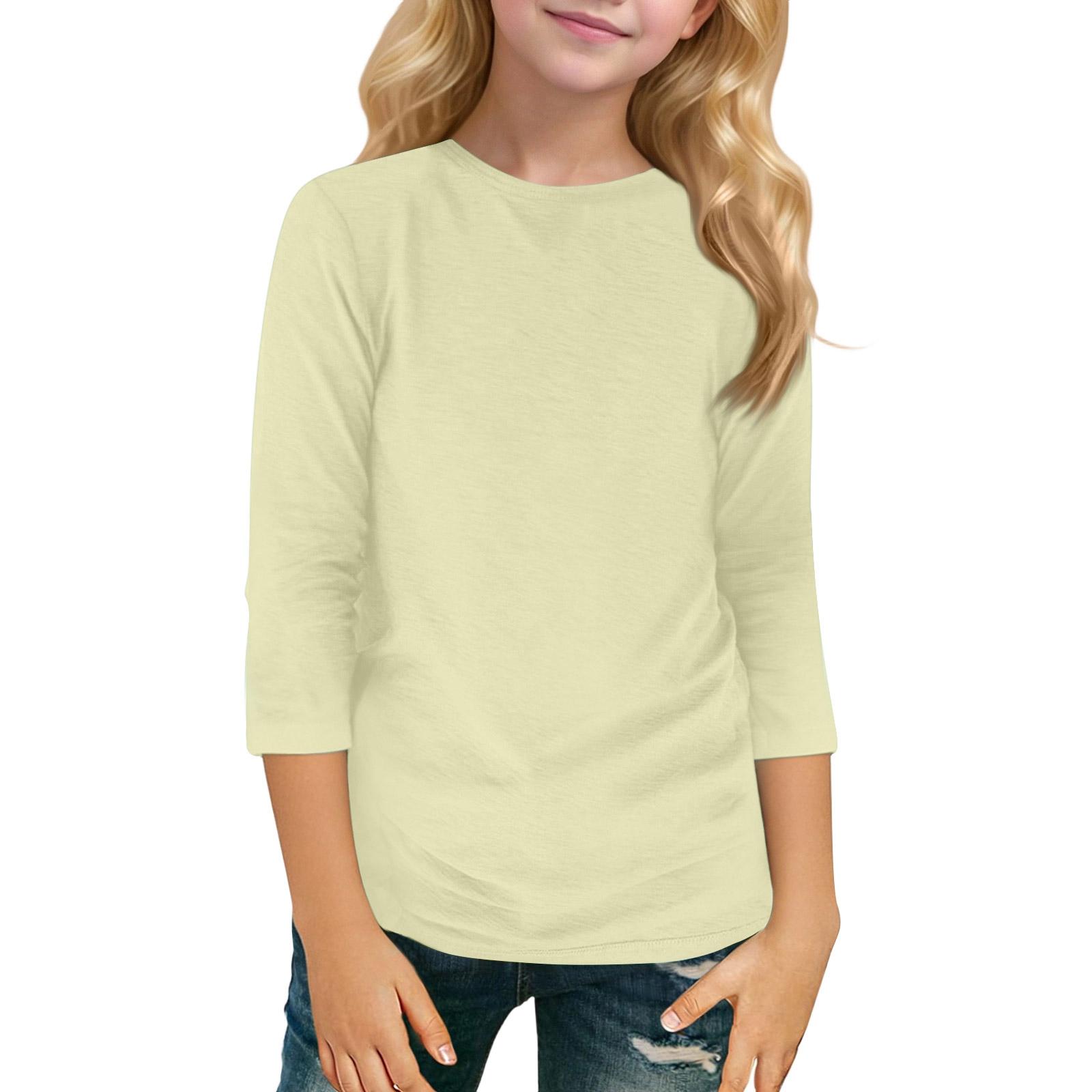 

Children s Casual Seven-Quarter Sleeve Round-Neck Fashion T-Shirt Top 160 жовтий