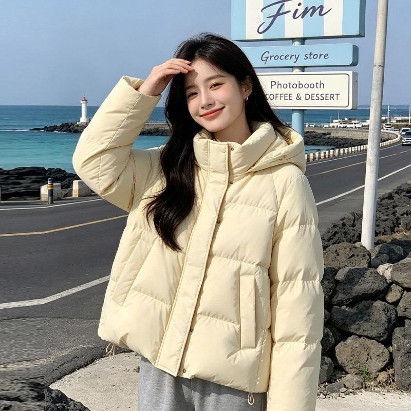 Winter new down jacket women's short thickened fashionable versatile white duck down hooded small coat