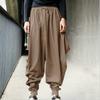 Mens Cotton Linen Harem Pants Baggy Pants Japanese Style Crotch Wide Leg Pants Casual Loose Trousers