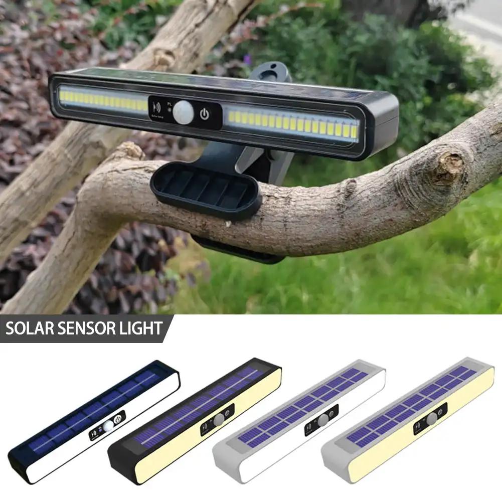 Solar Led Light Waterproof Motion Sensor Bright Easy-install Clip On Wall Lamp with Clamp Hanging Outdoor Yard Garden Lighting