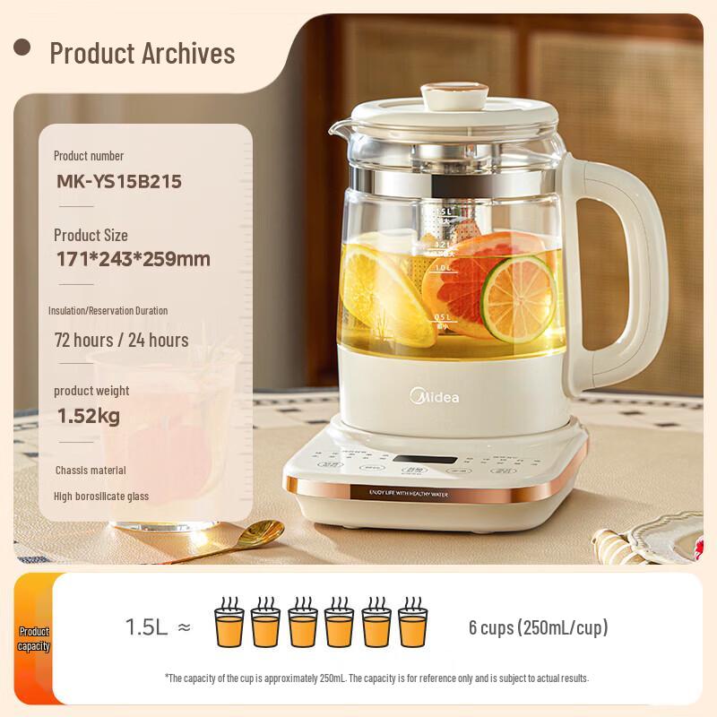 

Midea 1.5L Multi-functional Glass Health Pot and Tea Maker