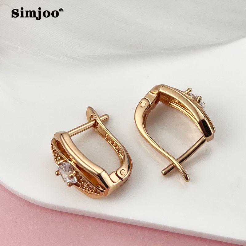 Cercei simpli cu zircon cu temperament SIMJOO Cercei cu cristale cu diamante goale pentru femei