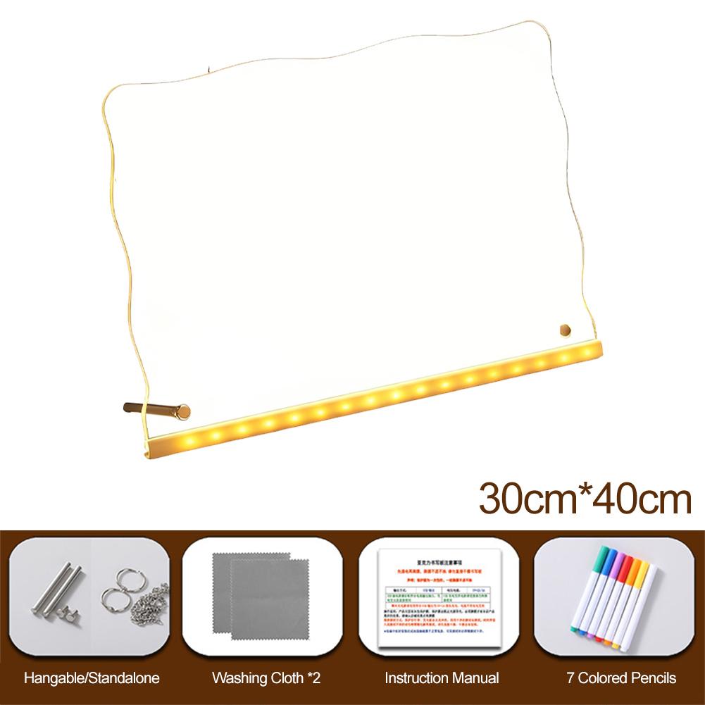 Light Up Acrylic Message Board Rewritable DIY Children's Glowing Drawing Board Message Lamp With 7 Colorful Pens