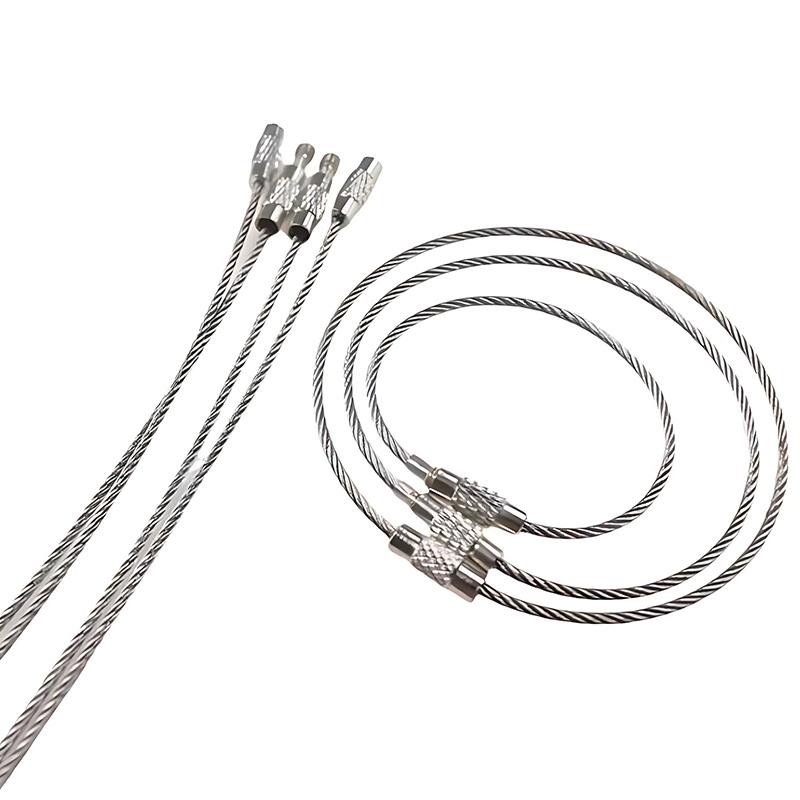 5PCS Wire Rope Key Chains 200MMx2MM Screw Locking Durable Stainless Steel Keyring Gadget Outdoor Tools DIY Camp Luggage Tags ZYF