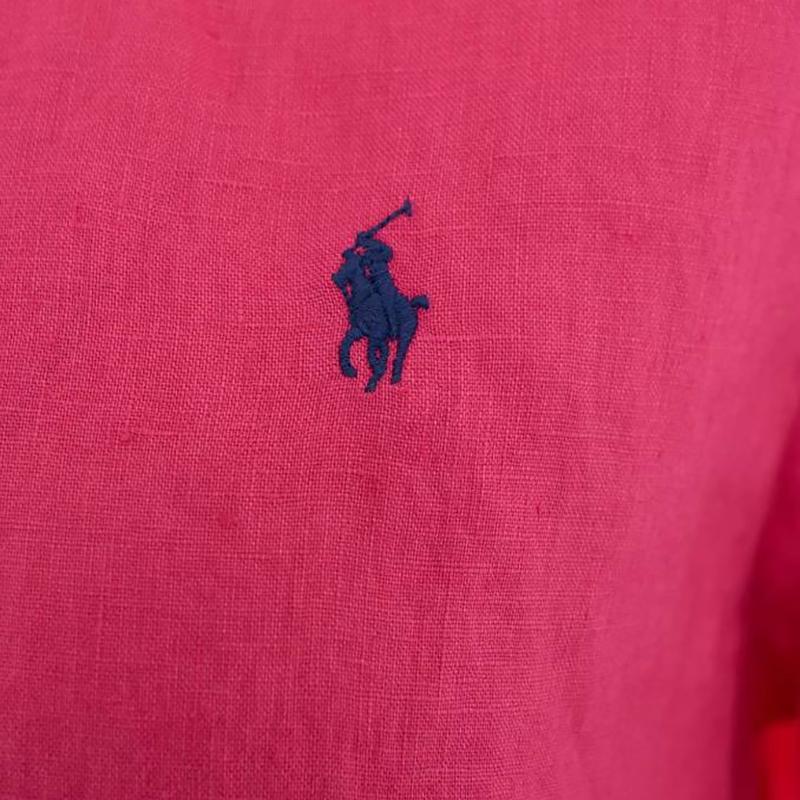 Polo Ralph Lauren Einfarbig Logo Bestickt Polokragen Knopf Langarmhemd Damen Hemden Magenta 211920516-014
