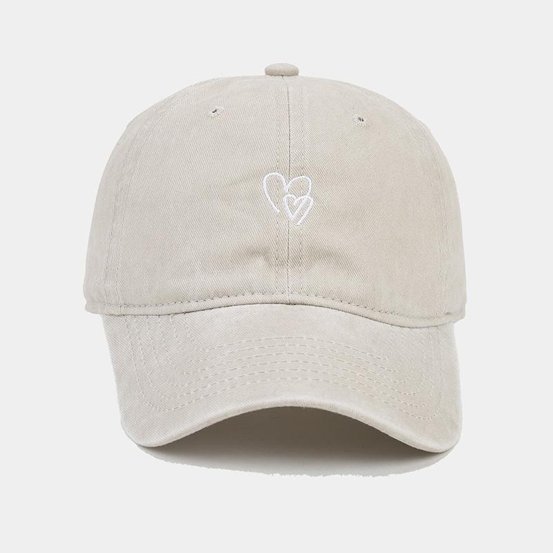 New washed and old small love embroidered soft top baseball cap female face small outdoor visor male cap tide