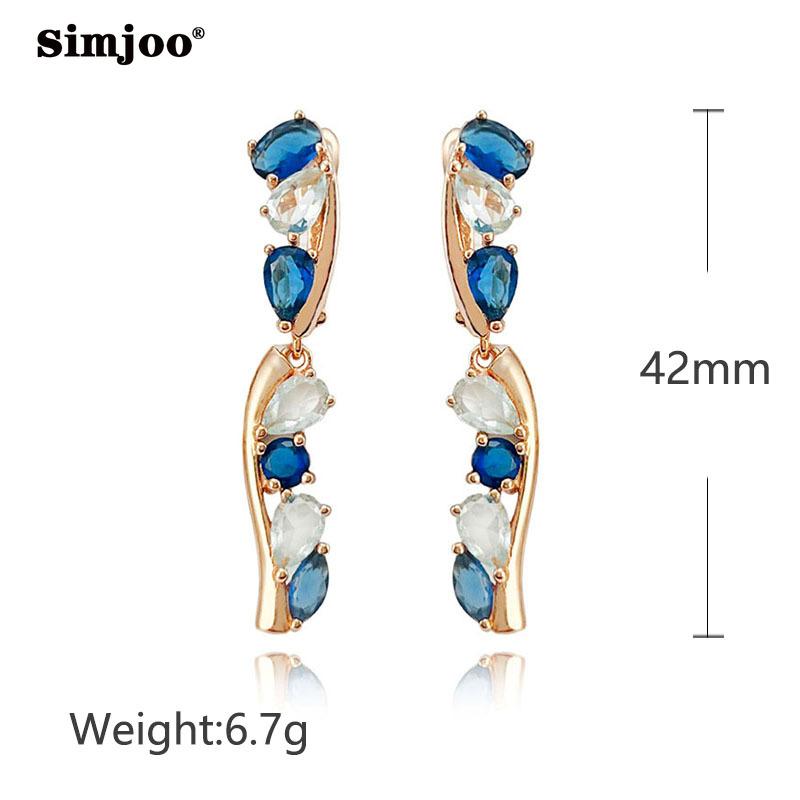 Персоналізовані сережки з рожевого золота SIMJOO Модні прості різнокольорові сережки з китицями з цирконом для жінок