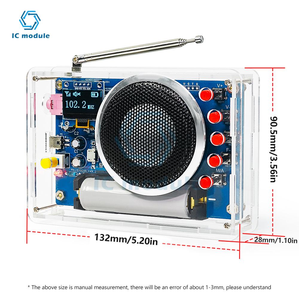 OLED Display Radio Assembly Kit Rechargeable FM Circuit Board Production Welding Electronic DIY Parts