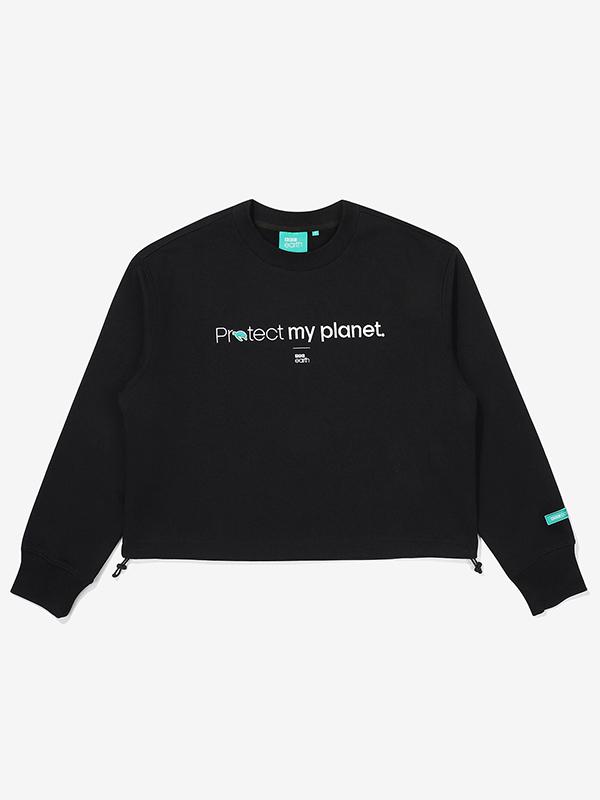 BBC EARTH W Slogan Crop Sweatshirt_Black