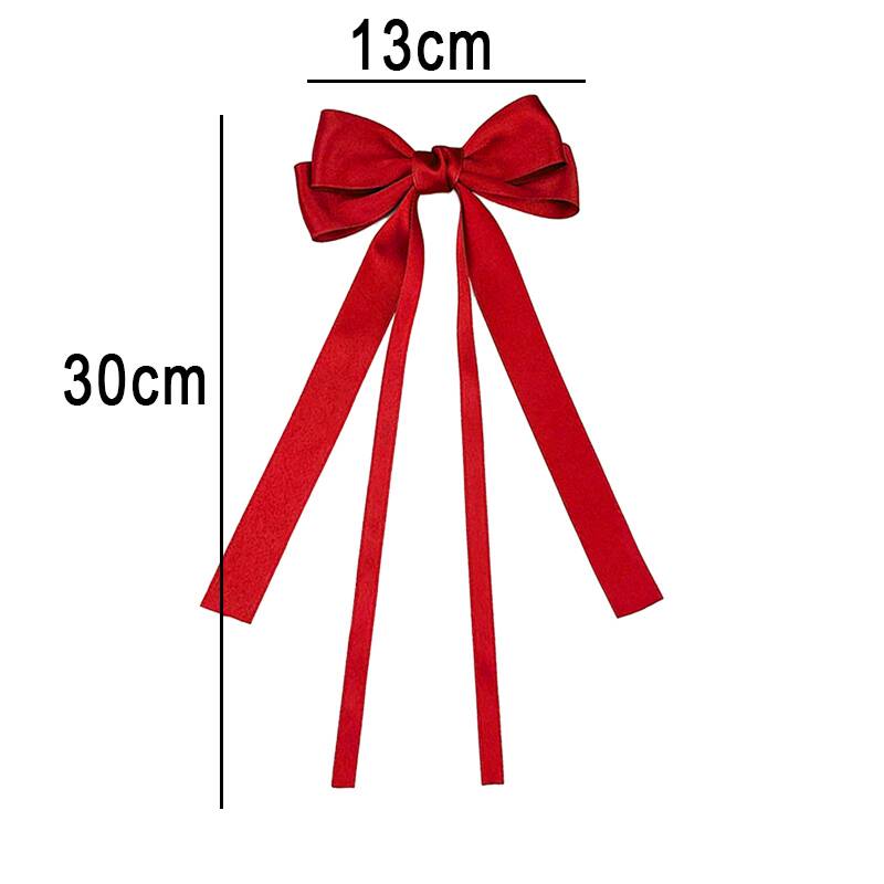 Vintage Solid Color Ribbon Double Bowknot Clip Pin For Women Girls Korean Big Bow Long Tassel Barrettes Hair Accessories