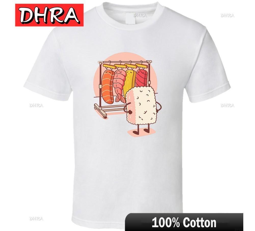 Sushi Dressing Room Parody Funny T Shirt Featuring Cotton Comfort Gift for Dad Skater Casual Breathable Tops Crew Neck Tee 4XL