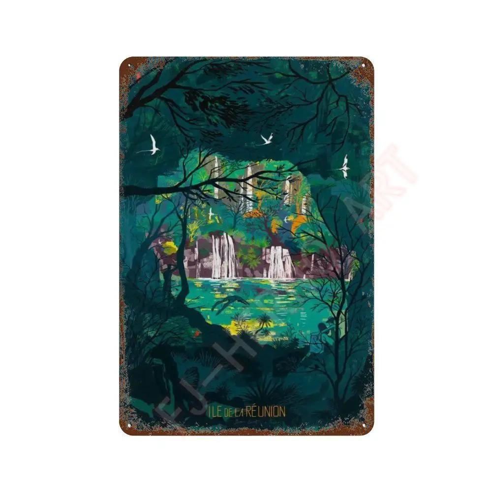 Nordic Travel Poster Aesthetic Vacation Illustration Metal Tin Sign Plaque Wall Mural Plates Home Decoration Kawaii Room Decor