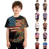 Kids Independence Day Print Round Neck Short Sleeve Casual T-shirt