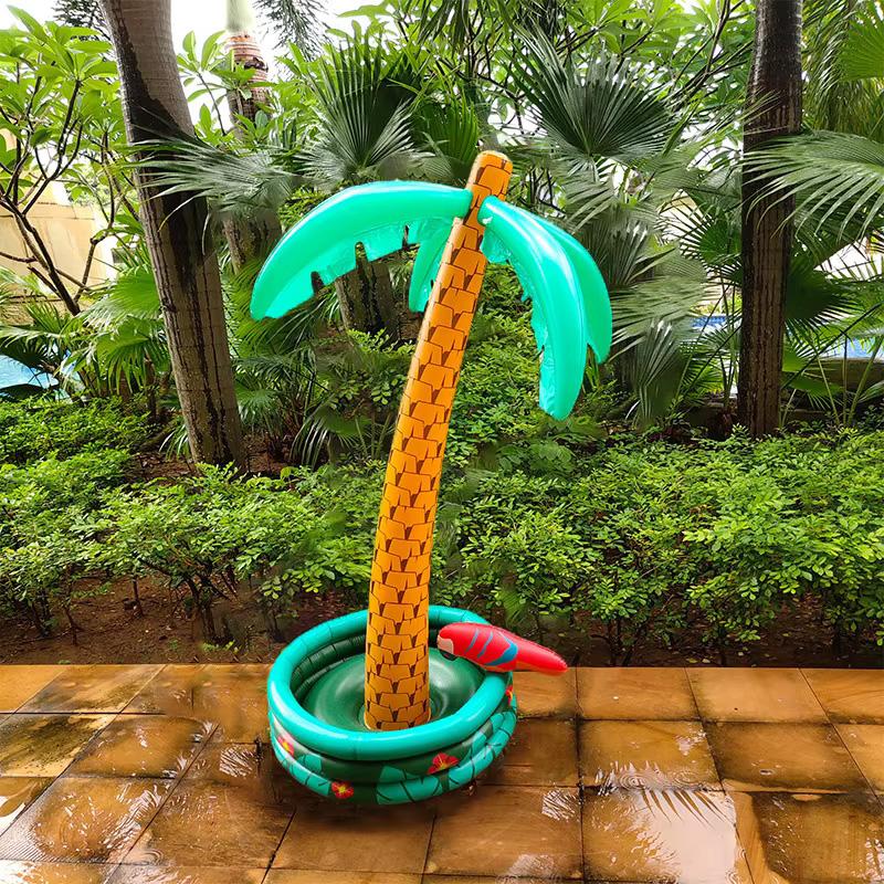 Albero di Cocco Gonfiabile da 180 cm, Accessorio per Bar, Secchiello per Ghiaccio Gonfiabile, Serie Hawaii, Palma, Buffet per Bevande Fredde, Giocattolo Gonfiabile da Spiaggia