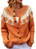 Fair Isle Color Block Single-Breasted Cardigan - Women's Autumn/Winter Knitwear