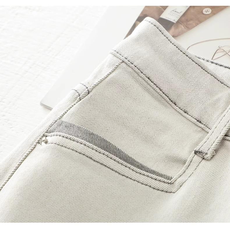 Women's 2025 Trendy High-Waisted Grey-White Wide-Leg Slimming Jeans for Spring & Autumn