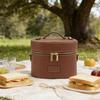 PU Leather Toiletry Organizer Bag Makeup Case with Carrying Handle And Zippered Cover Design for Cosmetic Storage Use