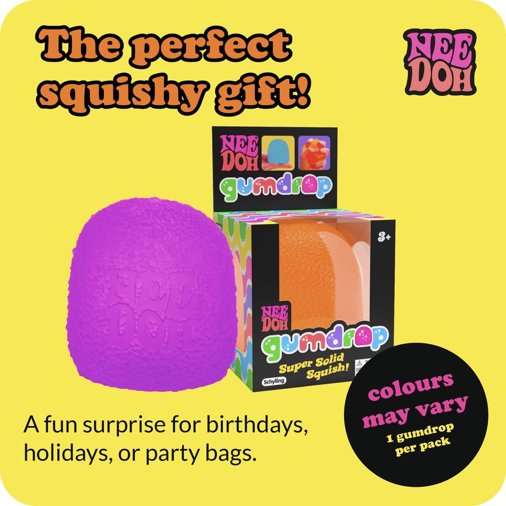 Schylling NeeDoh Gumdrop Textured Sensory Toy Super Solid Squish inches tall Colors may vary - - 2.5 -