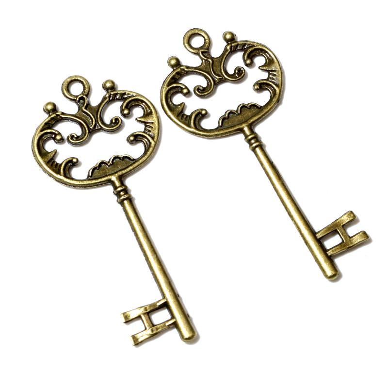 5 Stück Anhänger Vintage Süßer Schlüssel 68x30mm Antik Silberfarbe Bronze Beschichtet Anhänger Herstellung