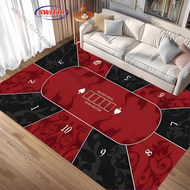 Funny Texas Poker Theme Carpet Rug for Living Rooms Bedrooms, Office Areas, Large Area Non-Slip Decoration Mat Gift for Friends