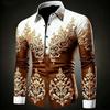 Men's Plus Size Hawaiian Shirt Long Sleeved Button Up Retro Floral 3D Print Gold Exquisite Pattern Fashionable 12 Colors Availab
