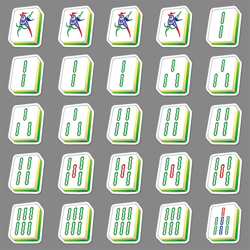 145 Full Set of Mahjong Personalized Creative Chinese Style Decorative Water Cup Suitcase Computer Mobile Phone Case New Year Stickers