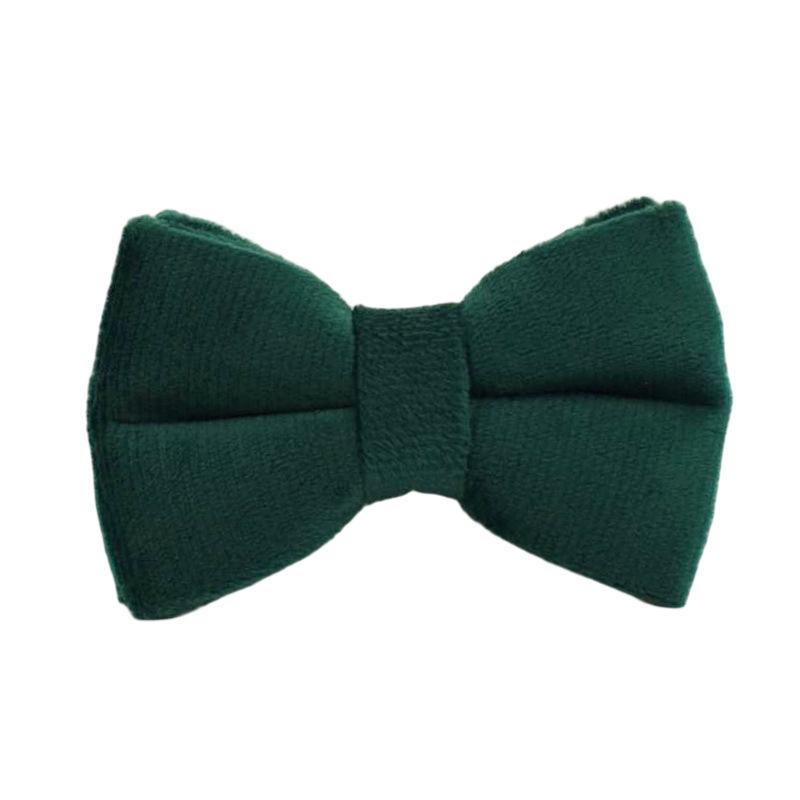 Festive Green Velvet Cat Collar with Bell & Bow Tie Small