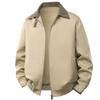 Mens Oversized Workwear Jacket 2026 Fall Winter Loose Fit Solid Color Turn-Down Collar Zip-Up Outerwear