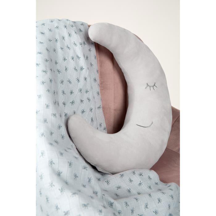 Coussin lune en peluche pour enfant - roba style - gris argenté - aide au sommeil et compagnon de voyage