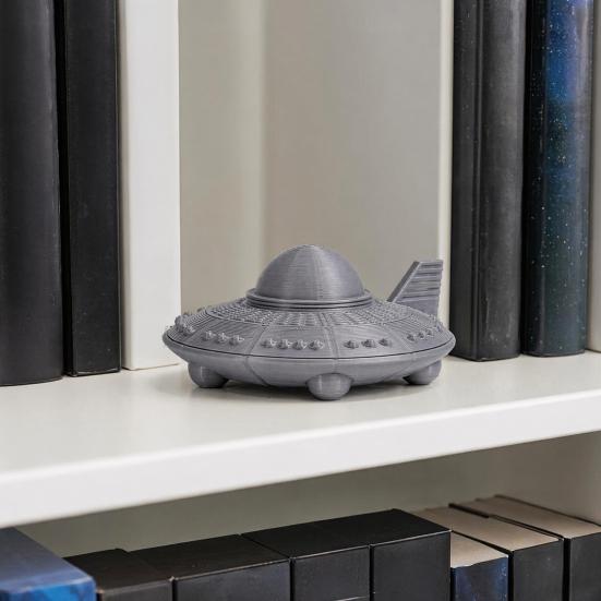 Yangyizhi 3D-gedrucktes UFO-Modell Figur, Sci-Fi-Raumschiff Dekoration, Einteilige Handwerkskunst mit klarer Textur, Mini-Ornament für Schreibtisch-Vitrine