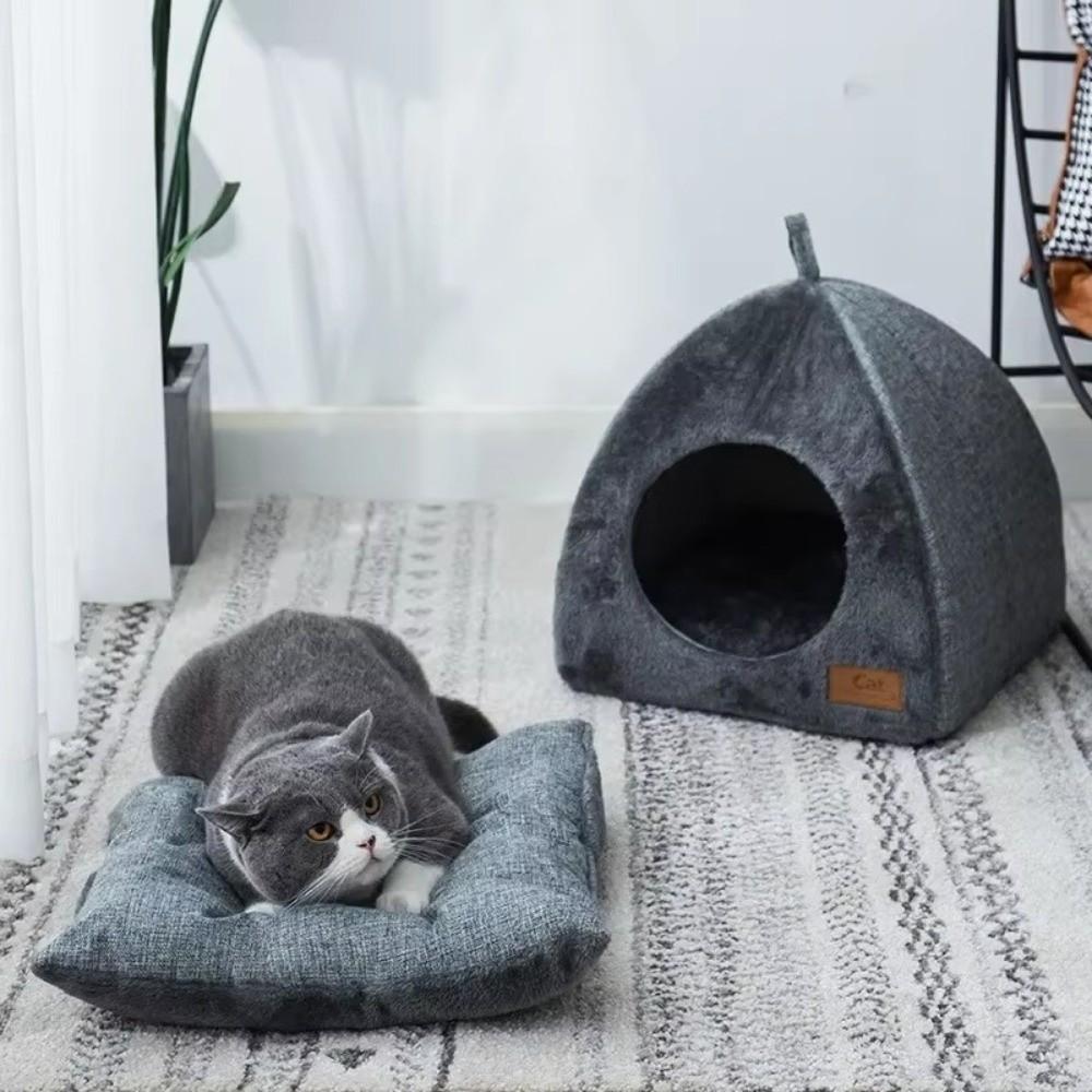 New Warm Thickened Triangle Cat Nest Closed Deep Sleep Cat House Pet Nest Pet Supplies Dog Nest Closed Cat Bed