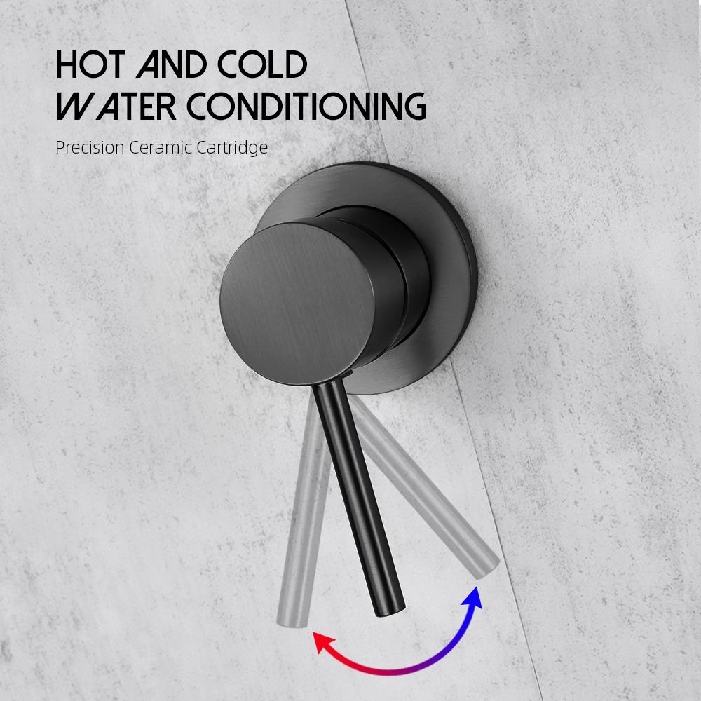 Badezimmerarmatur Gunmetal Duscharmatur Wandmontiert 8/10/12 Zoll Regendusche Mischbatterie Duschkopf Mit Sedal Kartusche Duschset