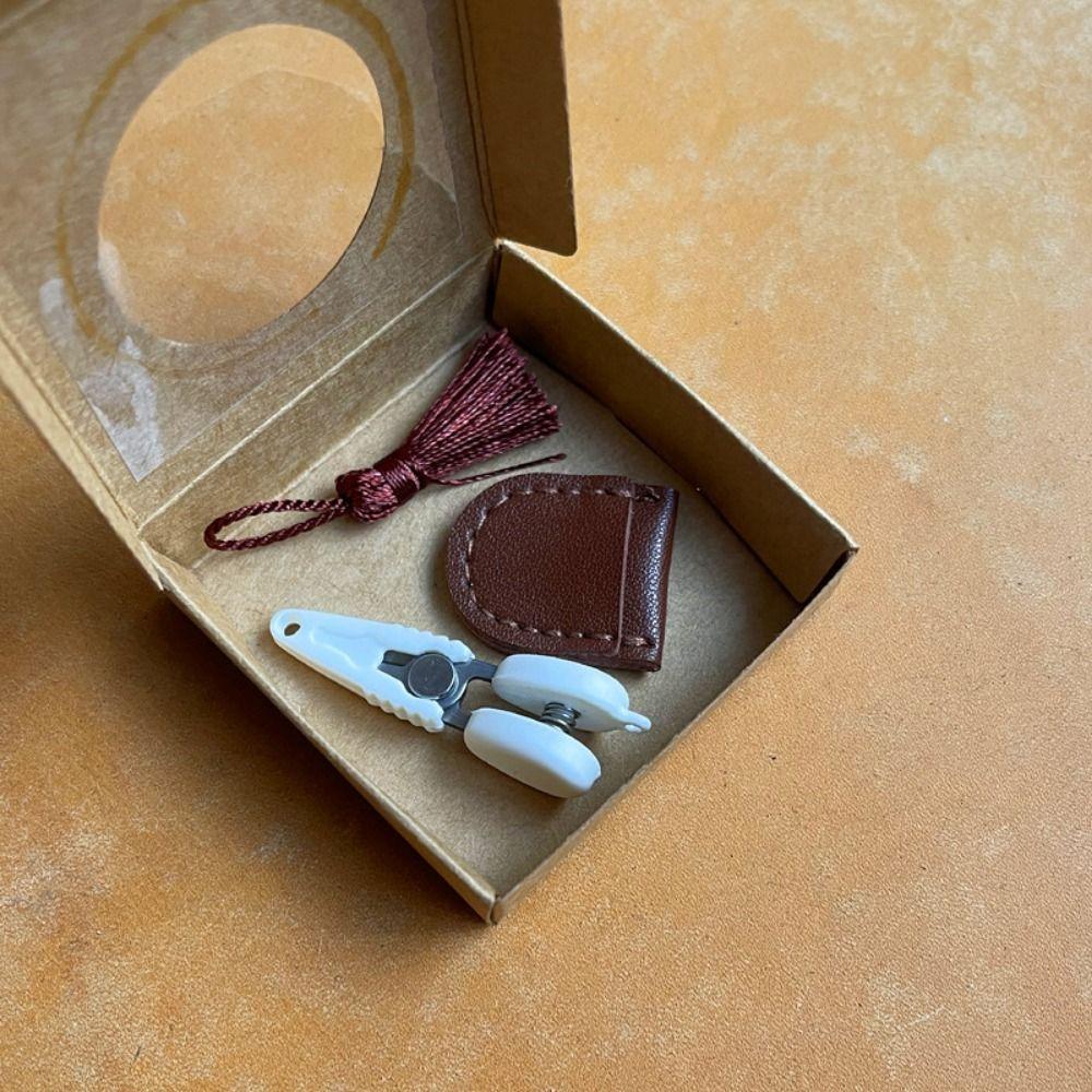 High Precision Art Mini Scissor Protective Cover Portable Small Thread Cutting Tool Straight Tip with Tassel