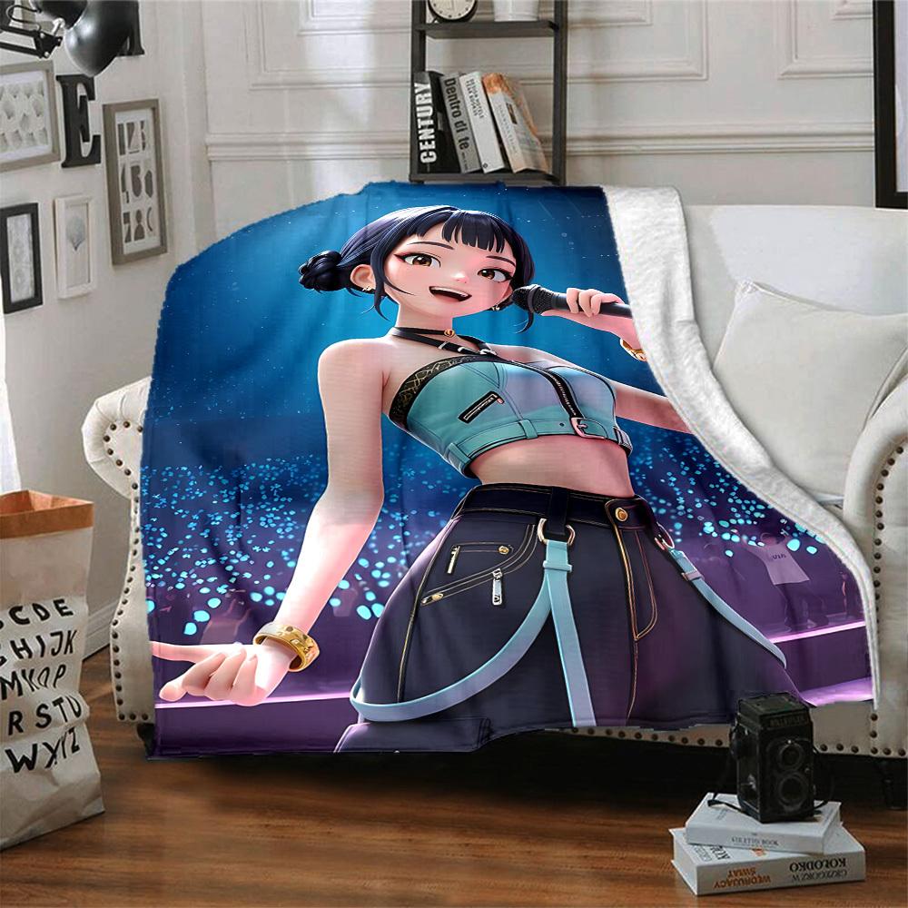 1pc Huntrix Flannel Blanket [Cozy Throw Blanket] For Sofa, Bed, Travel, Camping, Livingroom, Office, Couch, Chair, And Bed