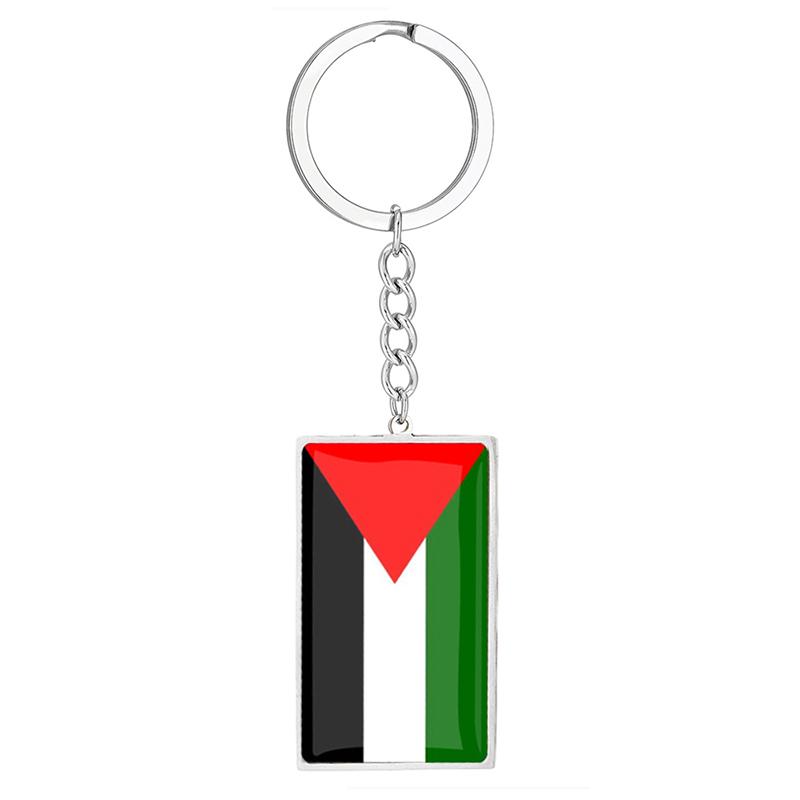 Stainless Steel Epoxy Canada Australia Flag Keychains Rectangle National Flag Pendant Car Key Chain