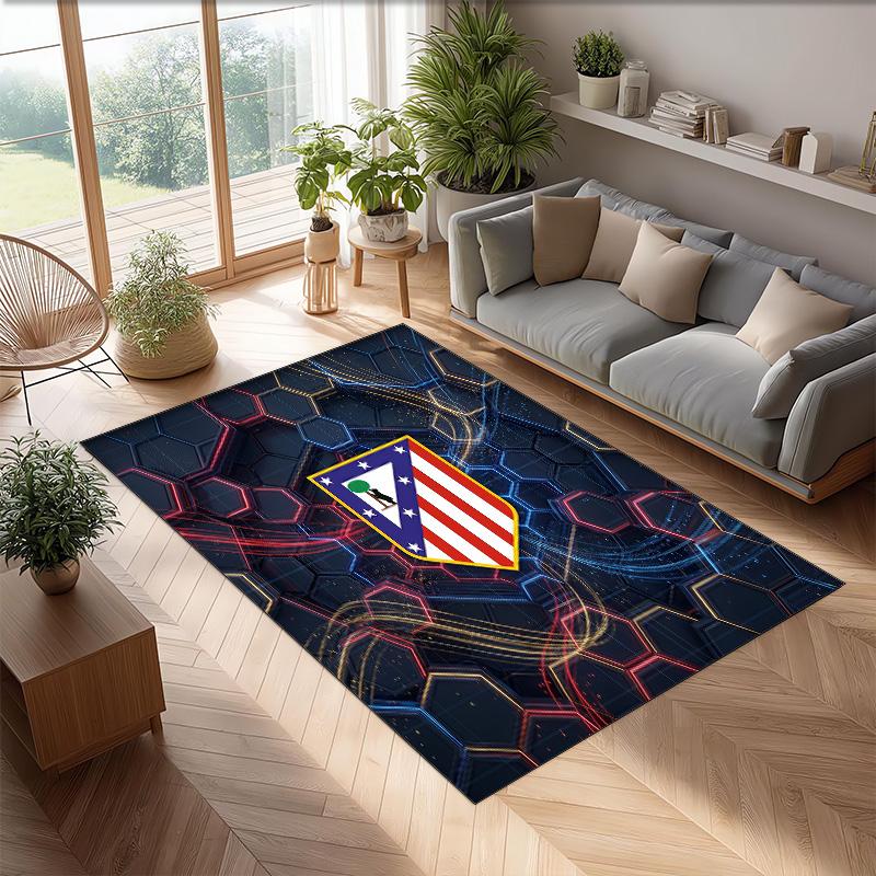 Atletico Madrid Printed Flannel Area Rug Non Slip Soft Polyester Floor Carpet Indoor Decor Mat for Bedroom Living Room Sofa Game Room Home Decoration