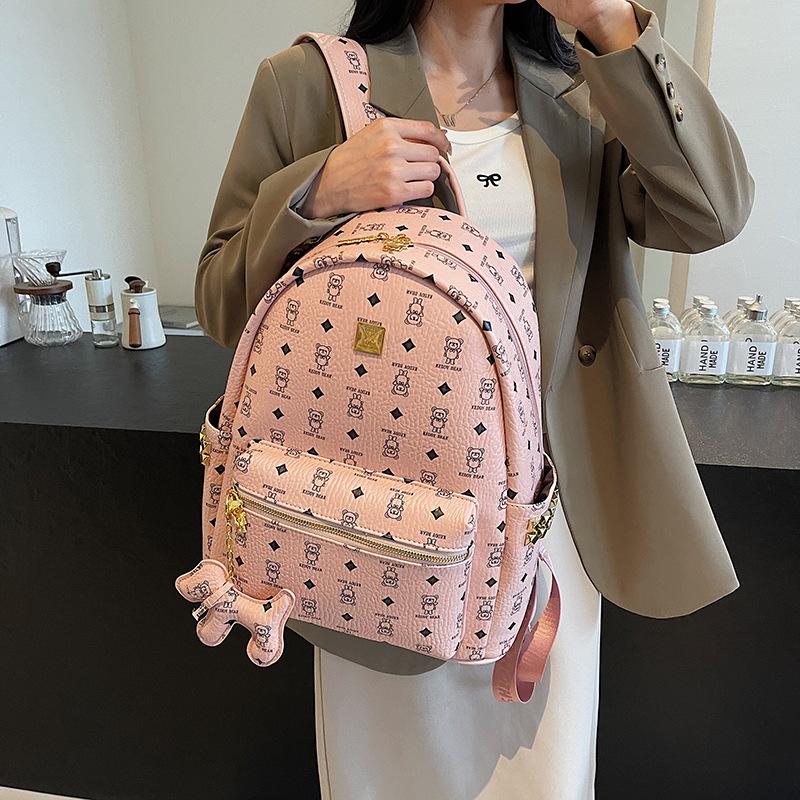 New backpack women's bag cartoon bear backpack large capacity commuter backpack wide shoulder strap travel schoolbag