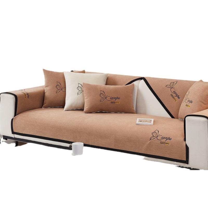 Chenille Besticktes Sofakissen, Universell für Alle Jahreszeiten, Leichter Luxus, Einfaches Kissen, Wohnzimmer Rutschfester Sofabezug, Stoffhandtuch