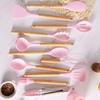 Silicone Kitchen Utensils Set Non-Stick Cookware for Kitchen Wooden Handle Spatula Egg Beaters Kitchenware Kitchen Accessories