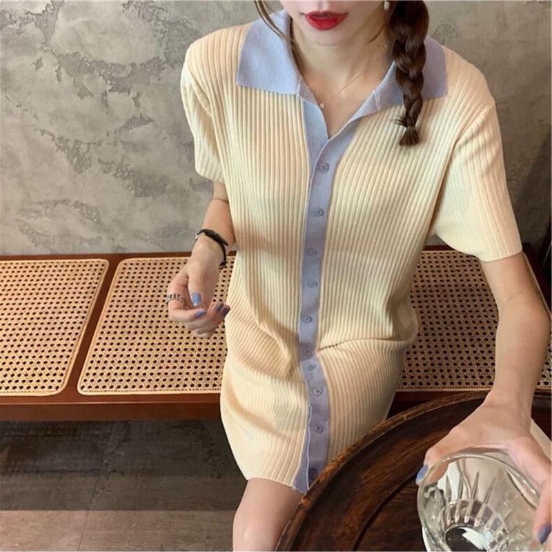 Buy Turn-down Collar Shirt Dress Summer 