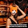 Fluffy Cat Ear Headband Plush Fox Cosplay Mask, Tail, Costumes Props, Fuzzy Halloween Beast Girl Outfit Mask for Costume Party Anime Convention