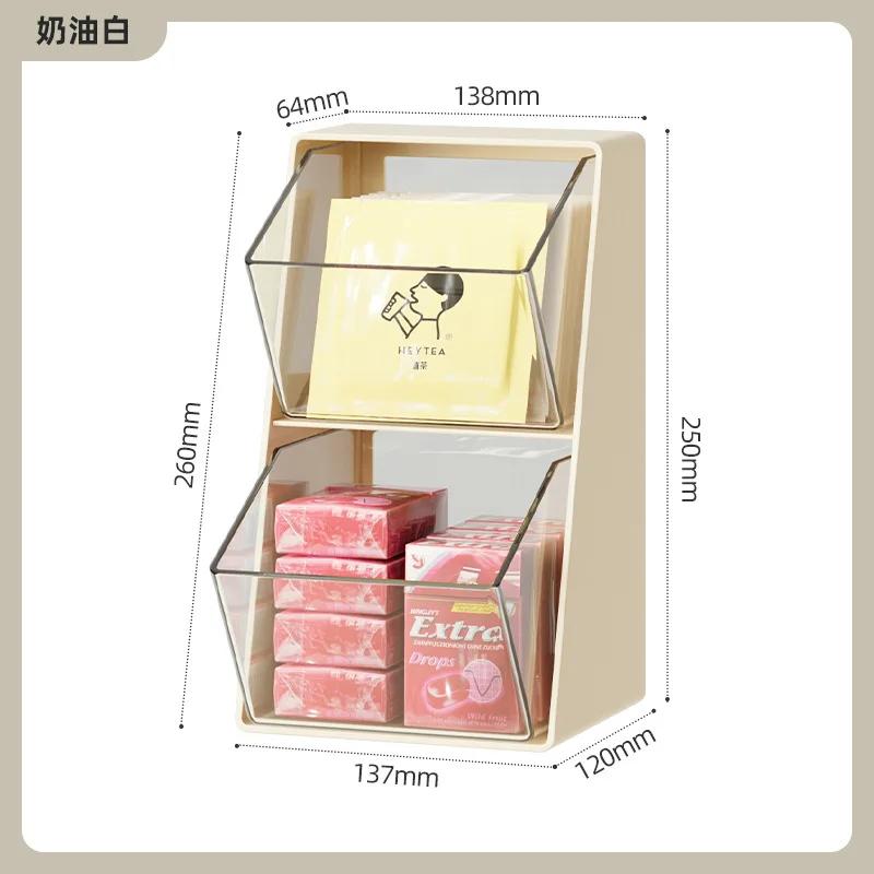

1 шт., подставка для ящиков для чайных пакетиков, органайзер для кофе, офисная полка для молочной маски, губной помады, косметики, кухонный органайзер для общежития белый