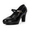 Small Size 32-43 Elegant Patent Leather Block High Heels Shoes Women Mary Janes 2025 Spring Platform Pumps Office Party Model