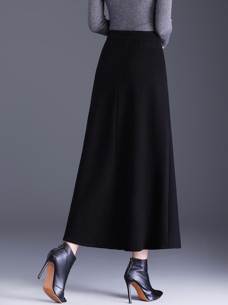 Elegant High-Waisted Fishtail A-Line Midi Skirt - Winter 2025 Slimming Style
