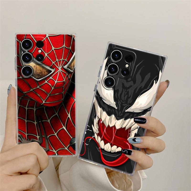 Marvel Transparent Case For Samsung Galaxy S26 S25 Ultra S24 S22 S26 Plus S20 S23 S21 FE 5G Clear Cover Spiderman Venom Deadpool